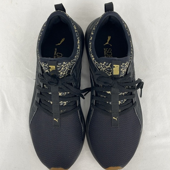 PUMA SOFT RIDE WOMENS SIZE 10 Black and Tan Animal Print Athletic Shoes - Picture 3 of 7